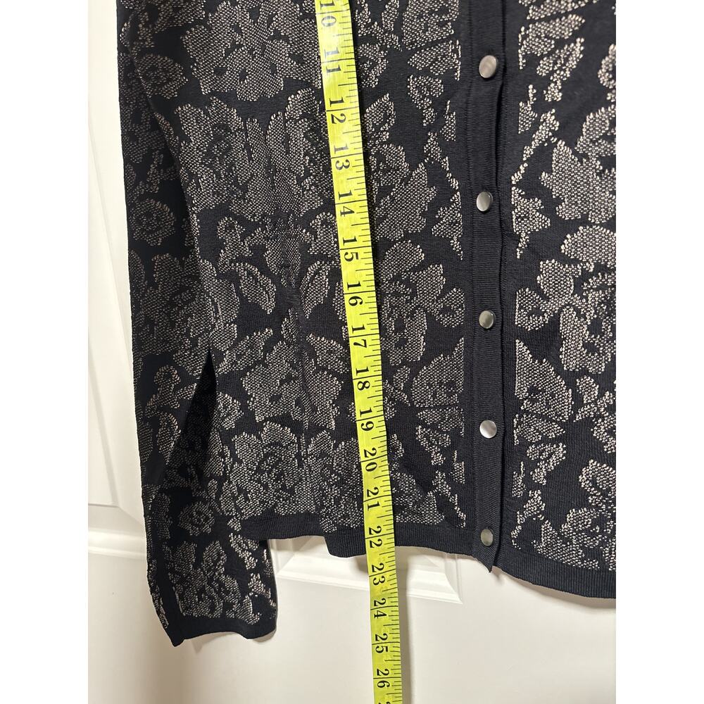 Ann Taylor Medium Black Tan Floral Cardigan Sweater - Picture 8 of 9